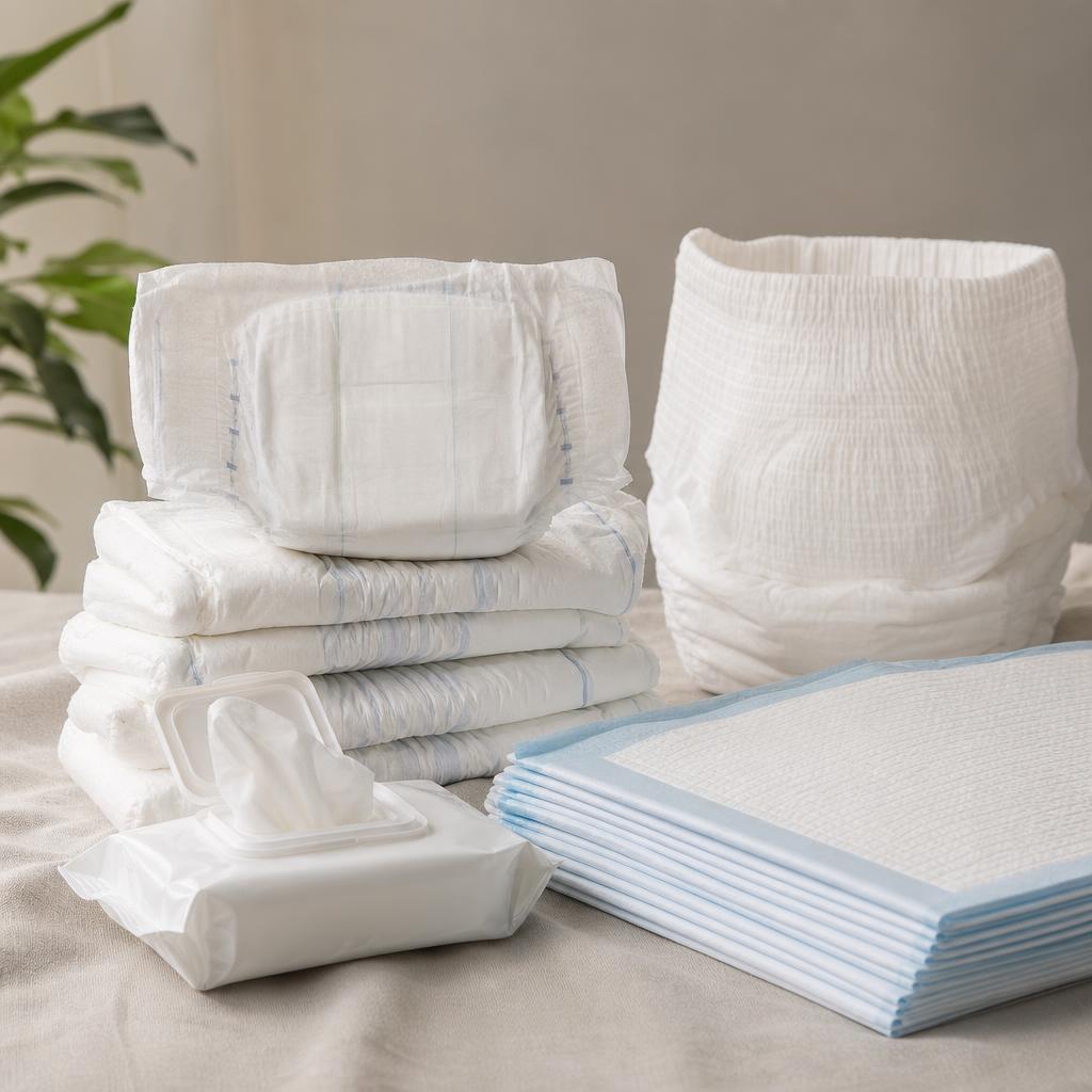 Incontinence care products including briefs and cleansing wipes