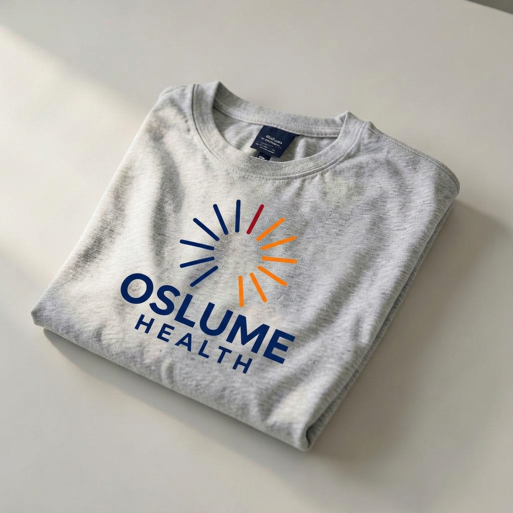 Folded heather-gray Oslume t-shirt with logo
