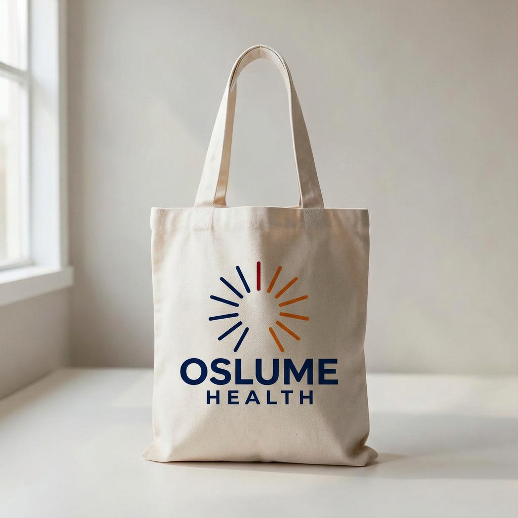 Canvas tote bag with Oslume Health logo